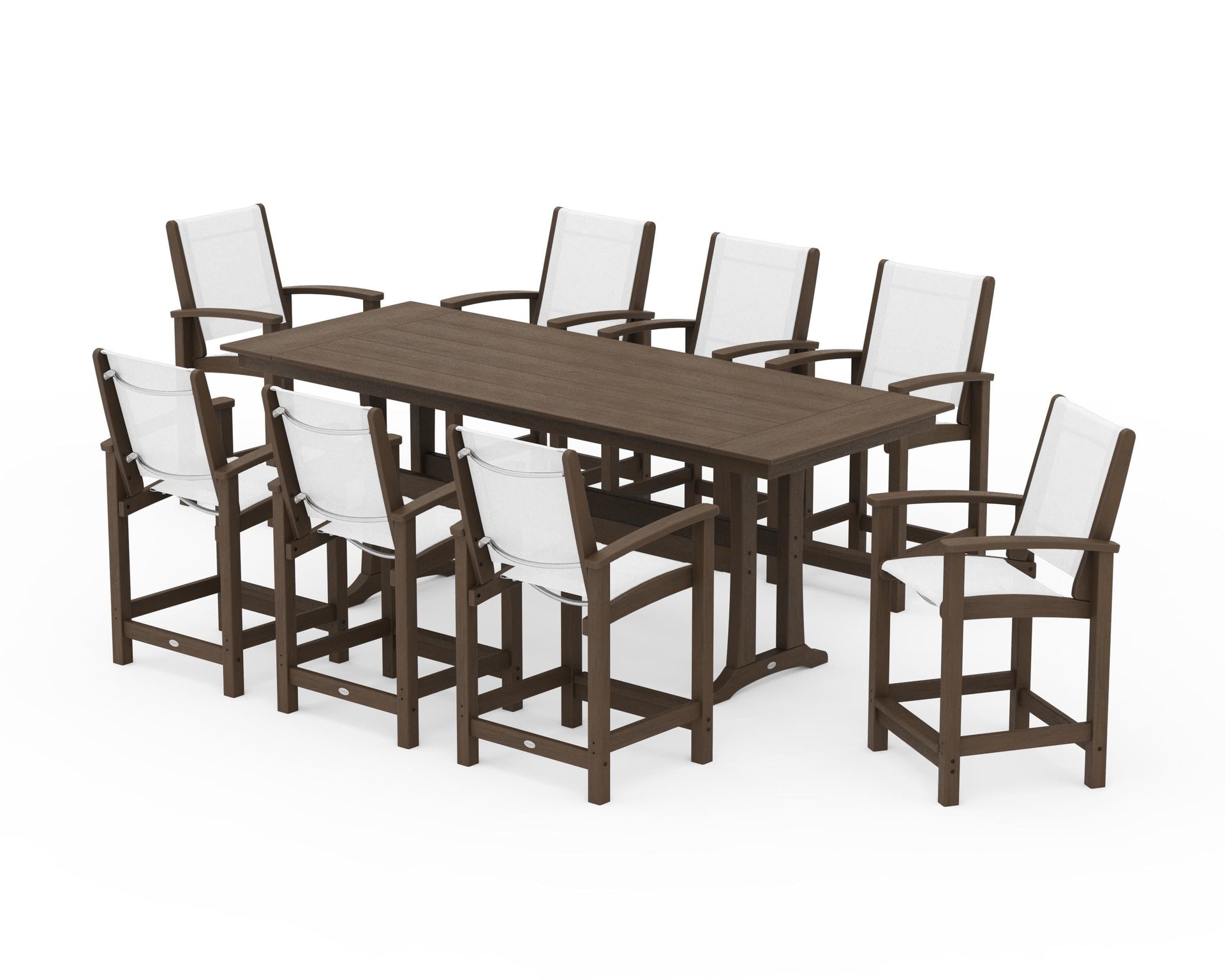 Coastal 9-Piece Farmhouse Counter Set with Trestle Legs