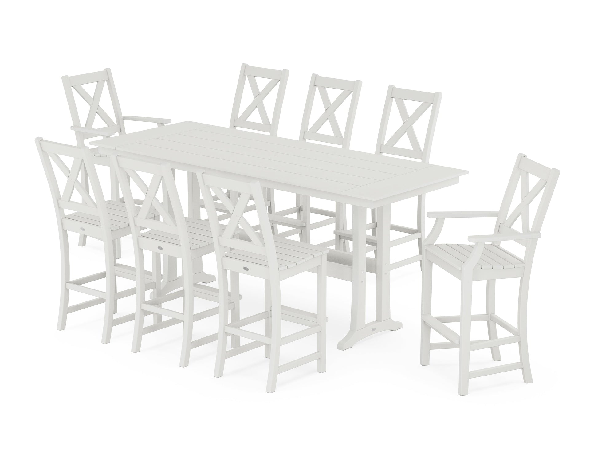 Braxton 9-Piece Farmhouse Bar Set with Trestle Legs