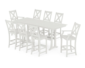 Braxton 9-Piece Farmhouse Bar Set with Trestle Legs
