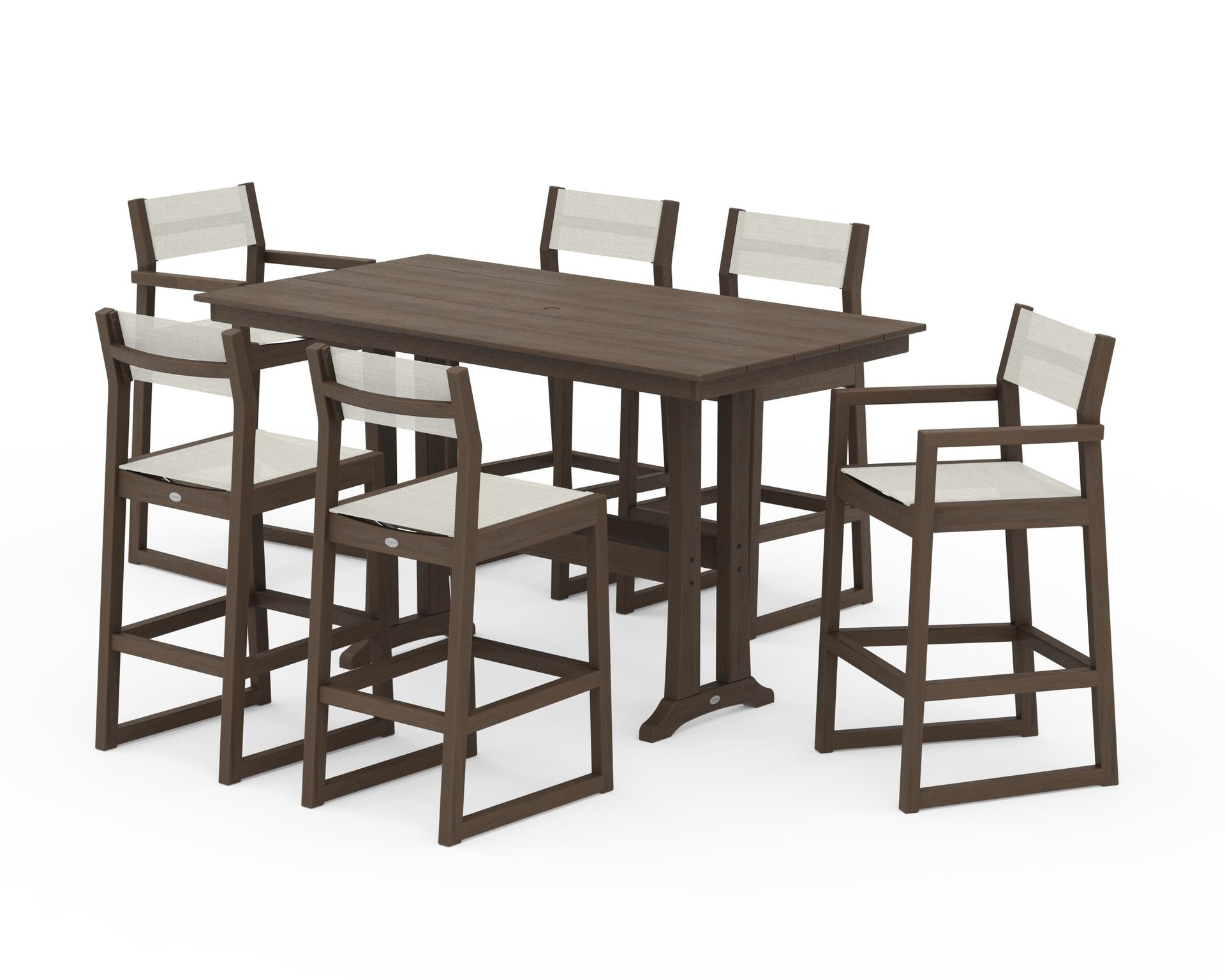 EDGE Sling 7-Piece Farmhouse Bar Set with Trestle Legs