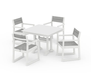 EDGE Sling 5-Piece Farmhouse Dining Set with Trestle Legs
