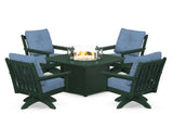 Vineyard 5-Piece Deep Seating Swivel Conversation Set with Fire Pit Table