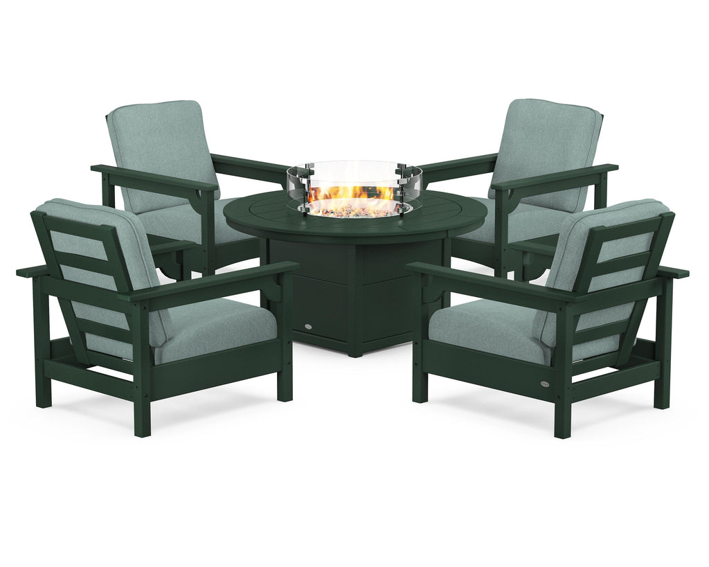 Club 5-Piece Conversation Set with Fire Pit Table