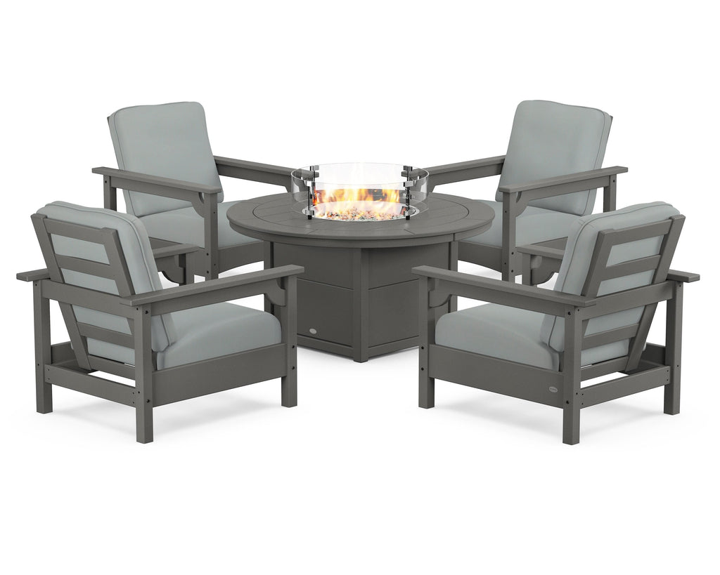 Club 5-Piece Conversation Set with Fire Pit Table