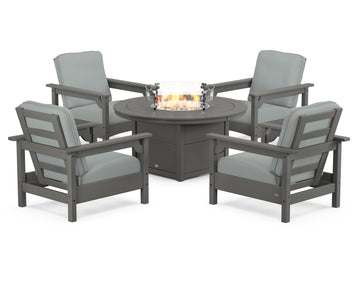 Club 5-Piece Conversation Set with Fire Pit Table