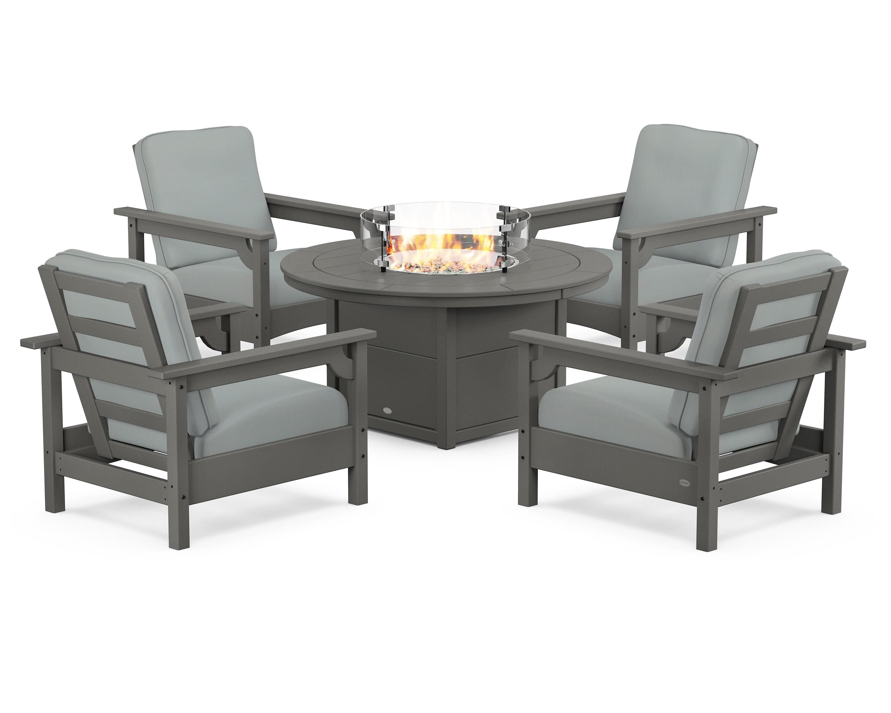 Club 5-Piece Conversation Set with Fire Pit Table