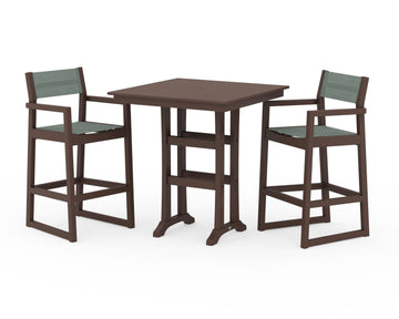 EDGE Sling Arm Chair 3-Piece Farmhouse Bar Set with Trestle Legs