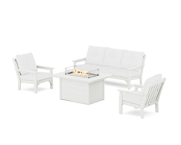 Vineyard Deep Seating Fire Pit Table Set