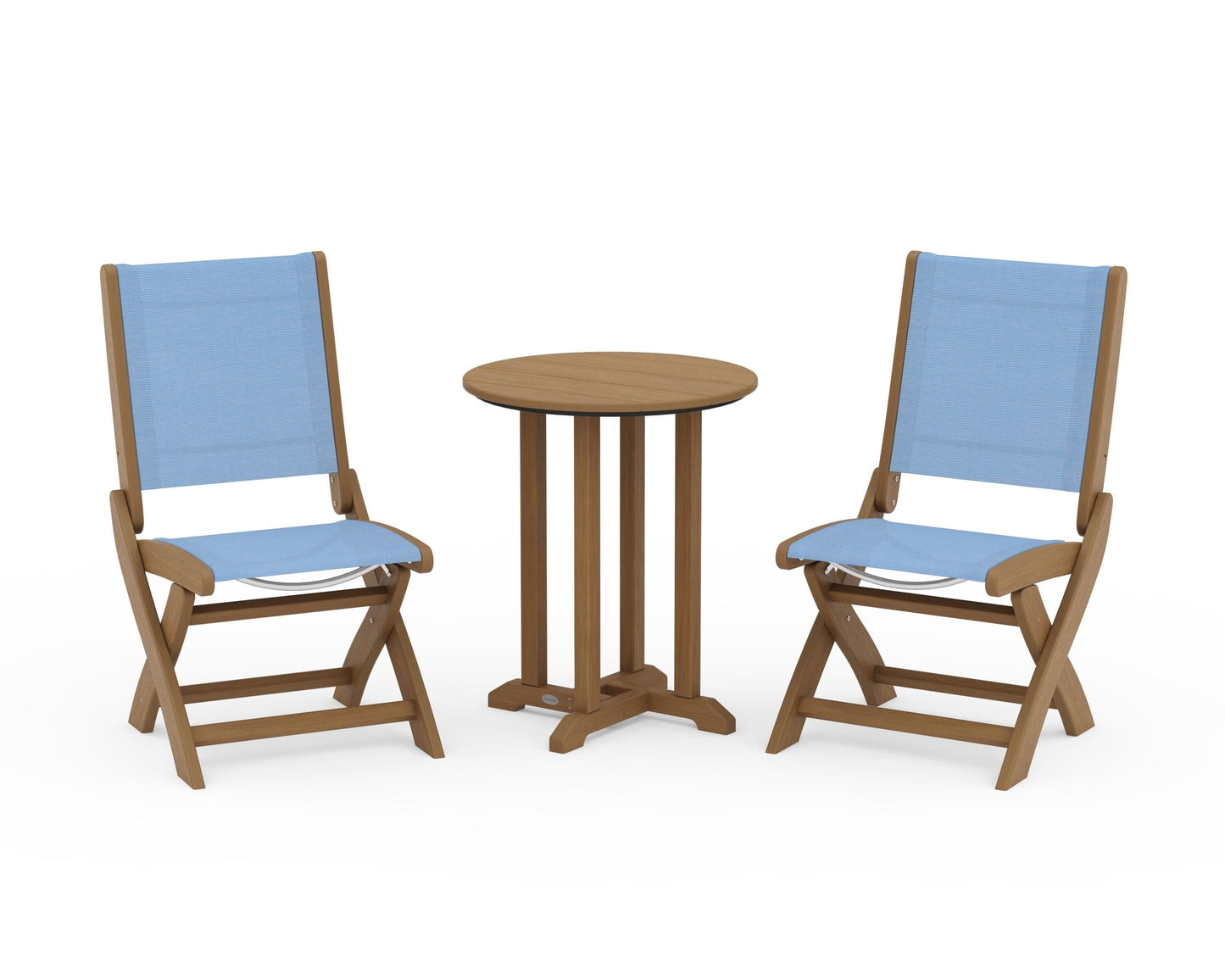 Coastal Folding Side Chair 3-Piece Round Bistro Dining Set