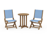 Coastal Folding Side Chair 3-Piece Round Bistro Dining Set