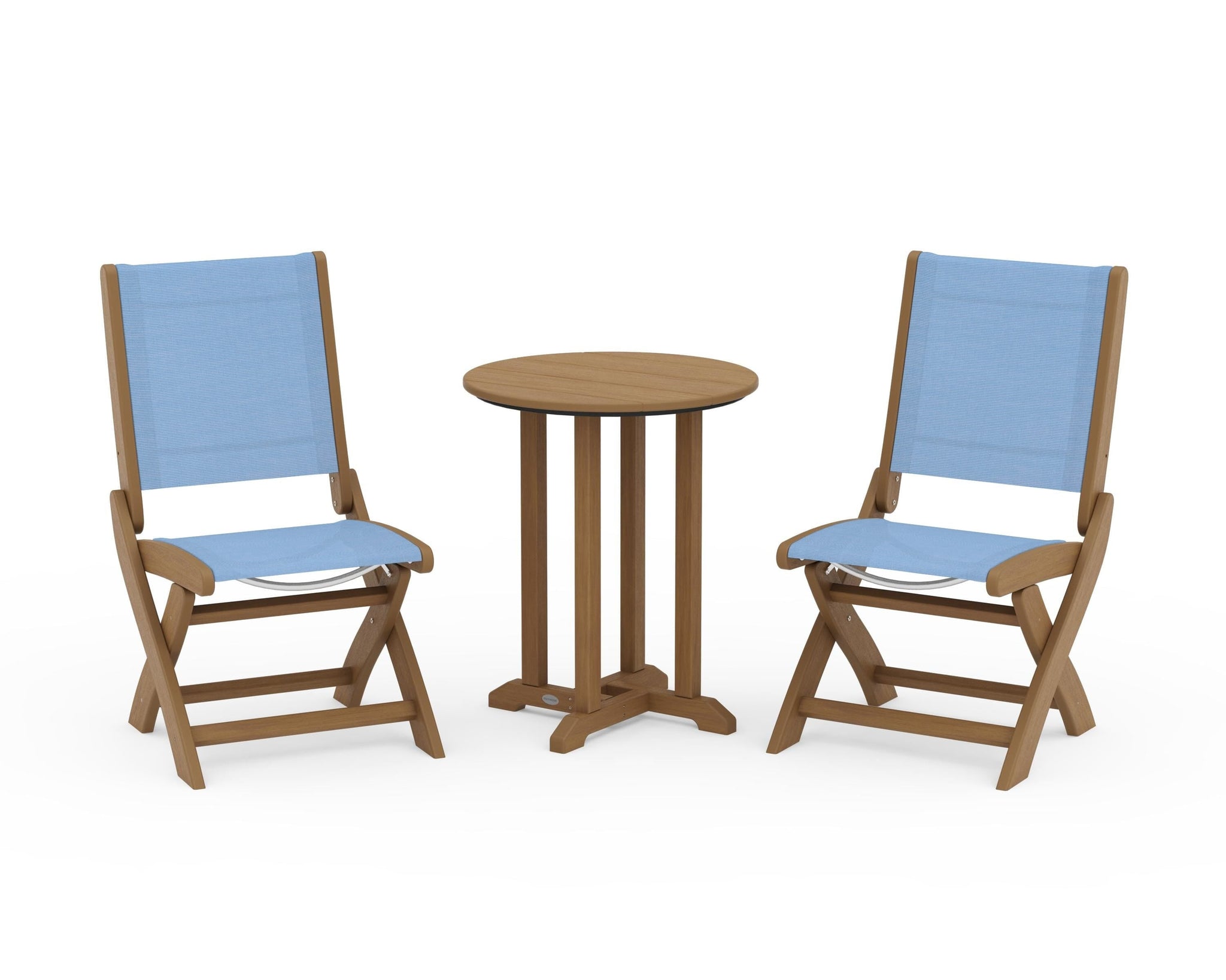 Coastal Folding Side Chair 3-Piece Round Bistro Dining Set