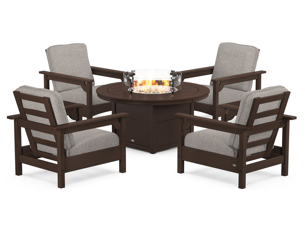 Club 5-Piece Conversation Set with Fire Pit Table