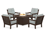 Vineyard 5-Piece Conversation Set with Fire Pit Table
