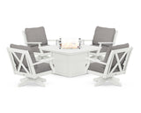 Braxton 5-Piece Deep Seating Swivel Conversation Set with Fire Pit Table