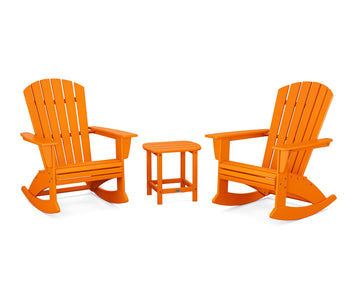 Nautical Curveback 3-Piece Adirondack Rocking Chair Set