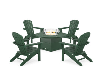 South Beach 5-Piece Folding Adirondack Fire Chat Set