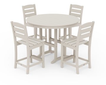 Lakeside 5-Piece Farmhouse Round Side Chair Counter  Set