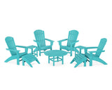 Nautical Curveback Adirondack Chair 9-Piece Conversation Set