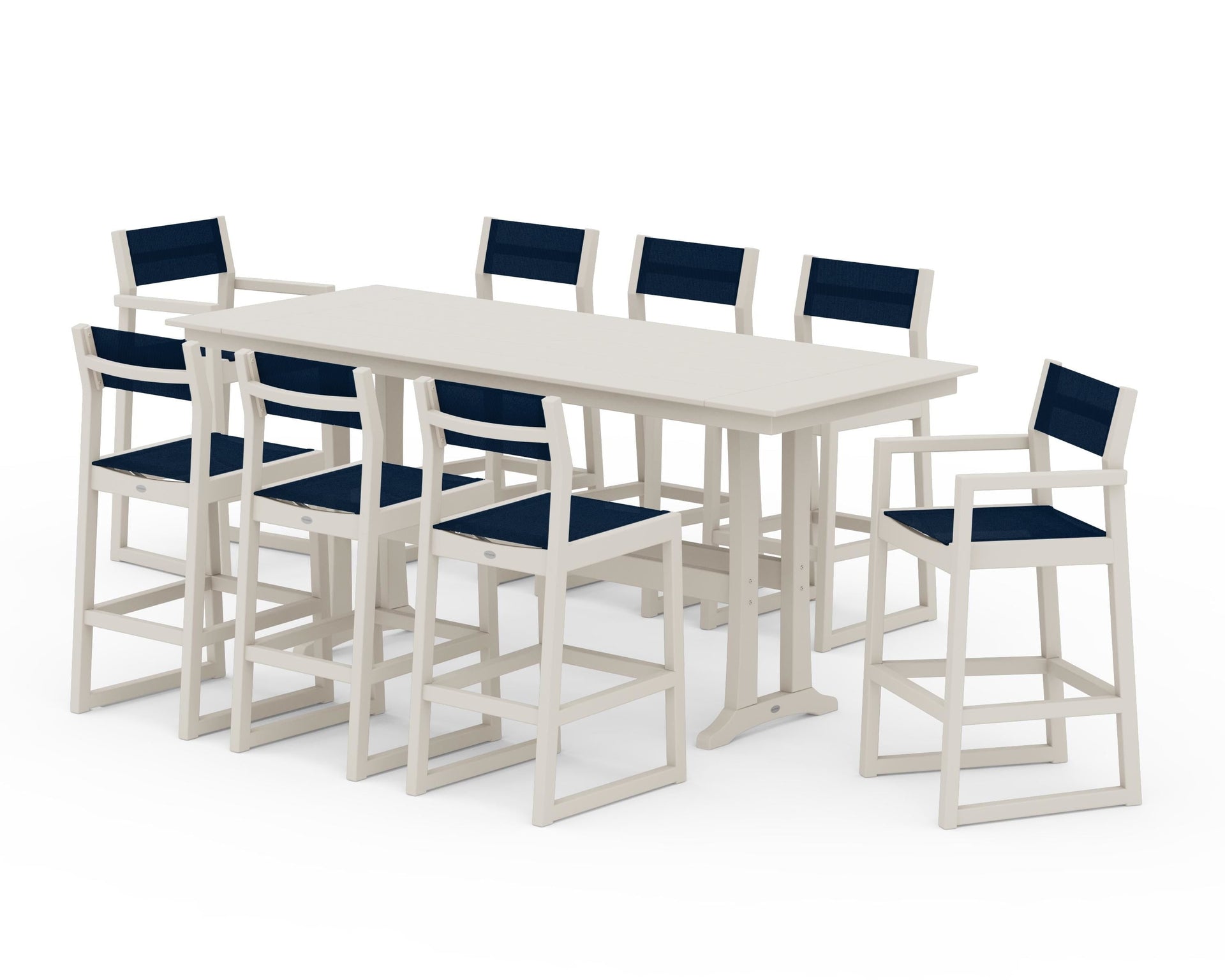EDGE Sling 9-Piece Farmhouse Bar Set with Trestle Legs