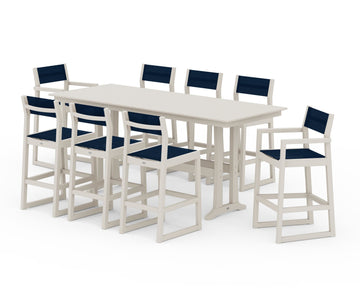 EDGE Sling 9-Piece Farmhouse Bar Set with Trestle Legs