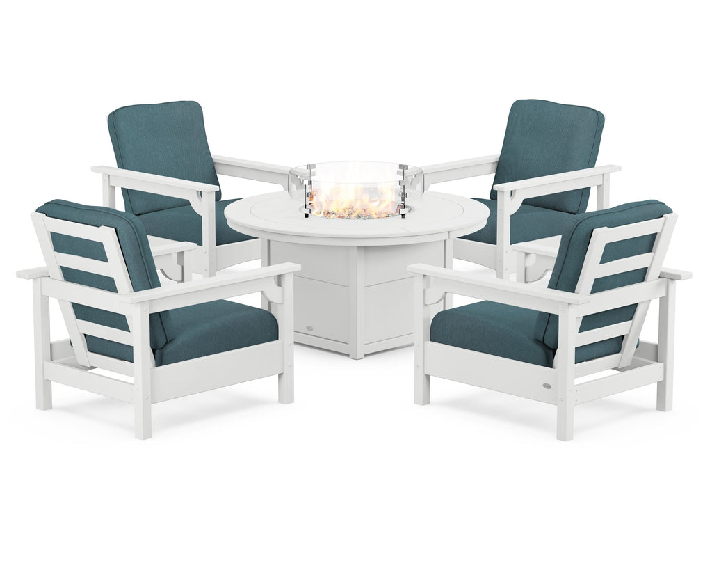 Club 5-Piece Conversation Set with Fire Pit Table