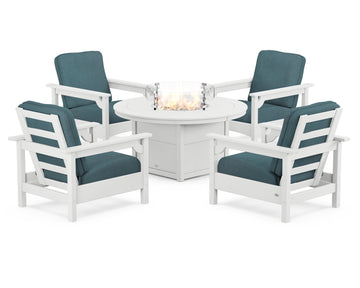 Club 5-Piece Conversation Set with Fire Pit Table