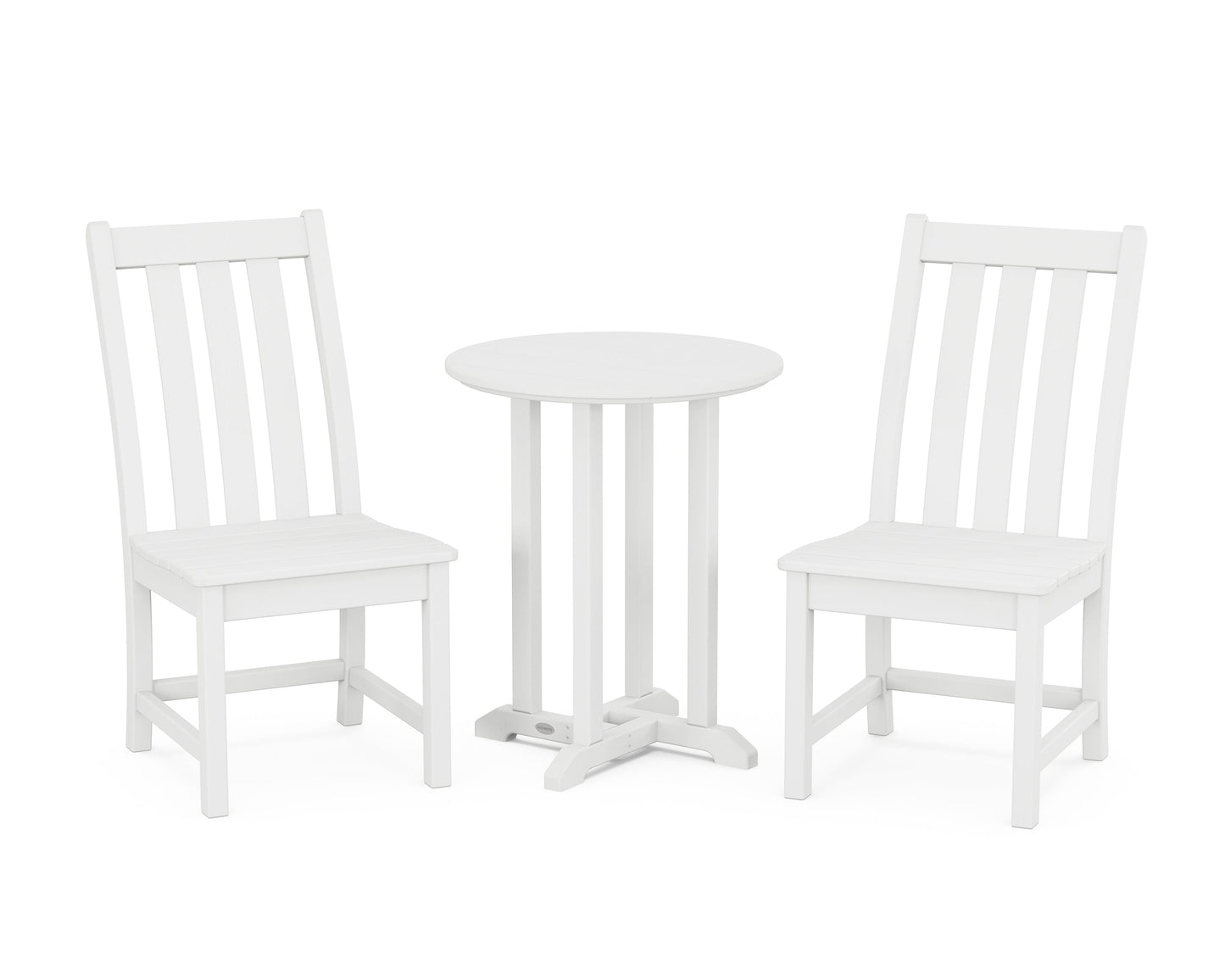 Vineyard Side Chair 3-Piece Round Bistro Dining Set