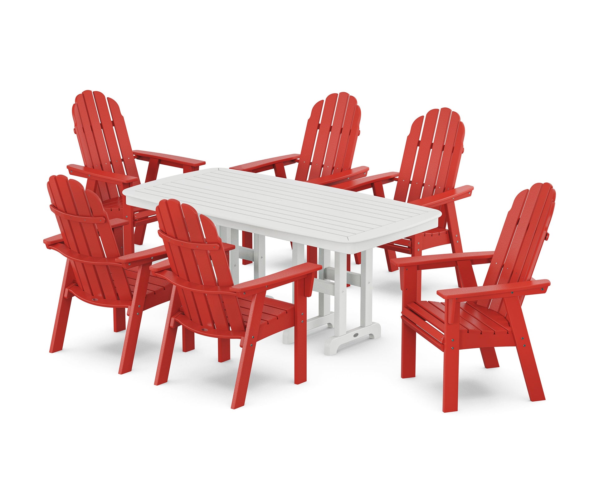 Vineyard Curveback Adirondack Chair 7-Piece Dining Set