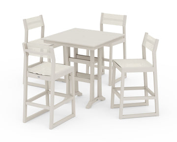 EDGE Sling Arm Chair 5-Piece Farmhouse Bar Set with Trestle Legs