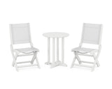 Coastal Folding Side Chair 3-Piece Round Bistro Dining Set