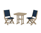 Coastal Folding Side Chair 3-Piece Dining Set