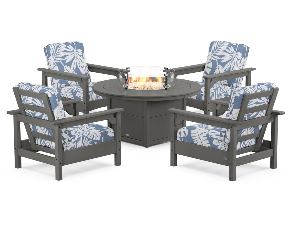 Club 5-Piece Conversation Set with Fire Pit Table