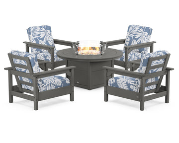 Club 5-Piece Conversation Set with Fire Pit Table
