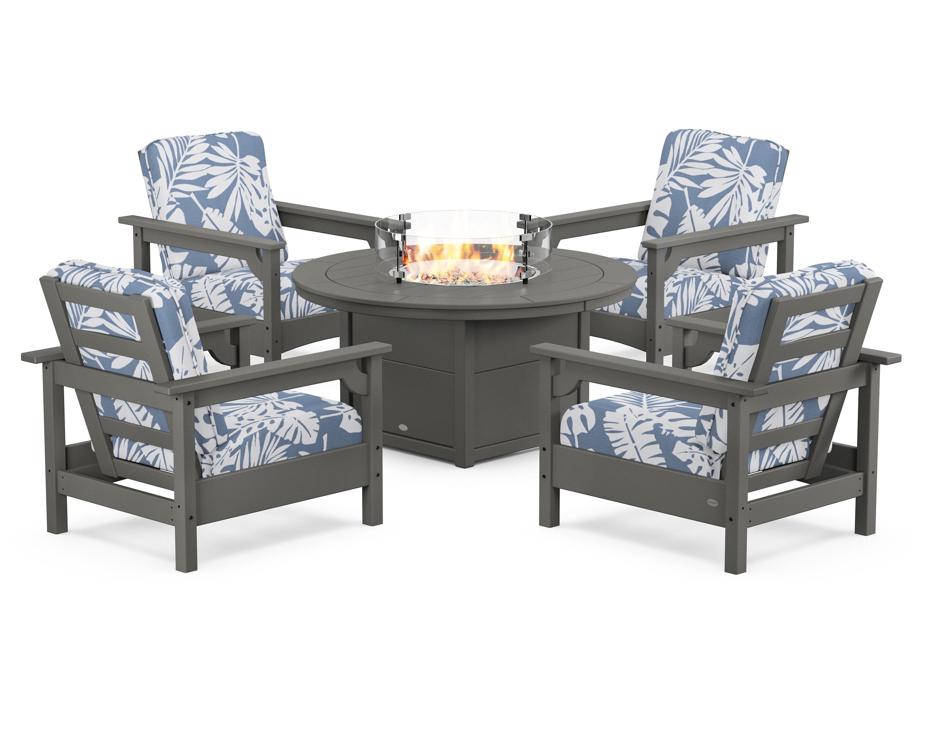 Club 5-Piece Conversation Set with Fire Pit Table