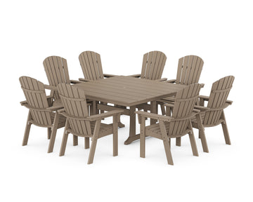 Nautical Curveback Adirondack 9-Piece Square Dining Set with Trestle Legs
