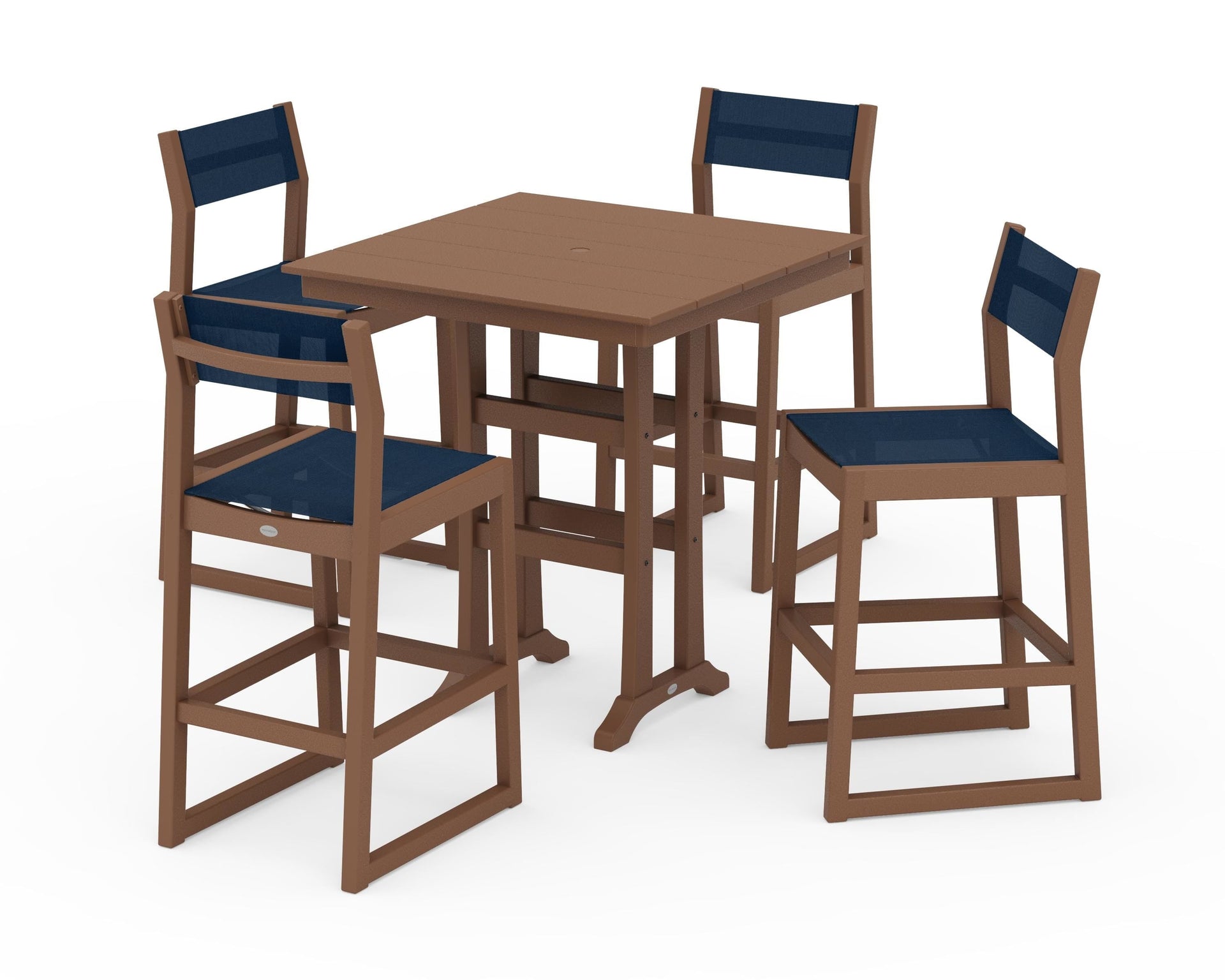 EDGE Sling Arm Chair 5-Piece Farmhouse Bar Set with Trestle Legs