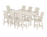 Modern Curveback Adirondack 9-Piece Farmhouse Bar Set with Trestle Legs