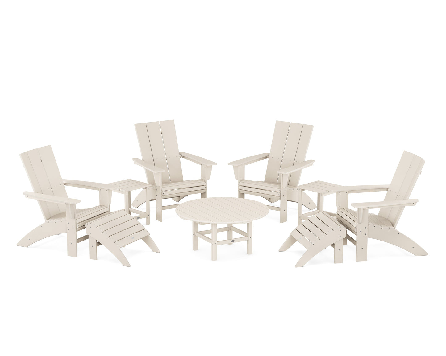 Modern Curveback Adirondack Chair 9-Piece Conversation Set