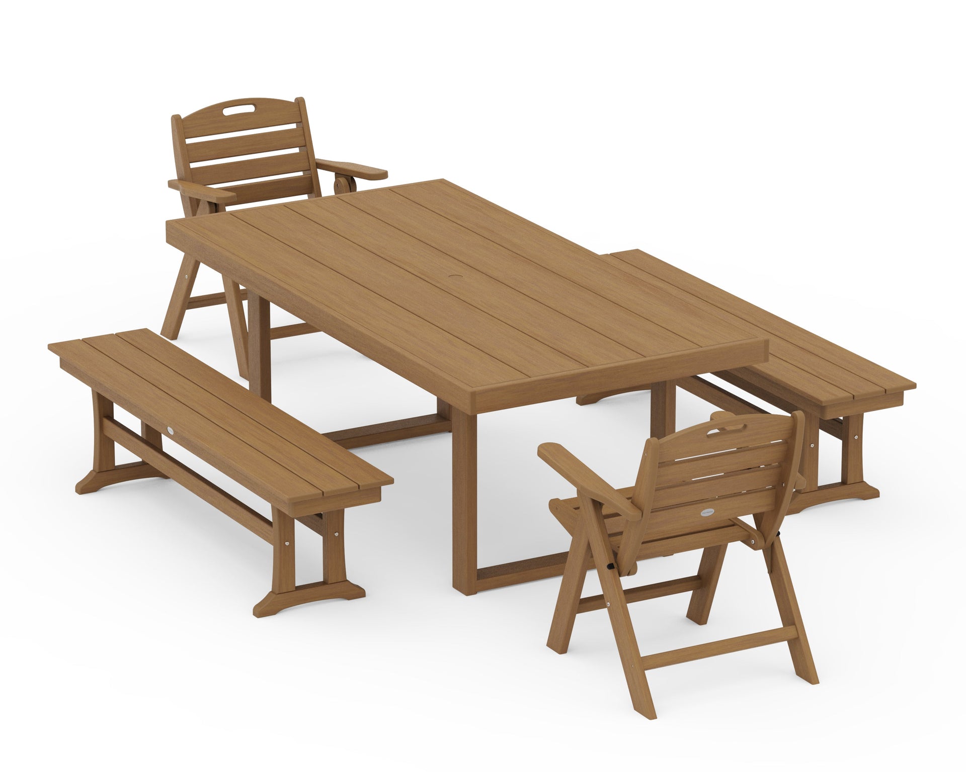 Nautical Folding Highback 5-Piece Dining Set with Trestle Legs