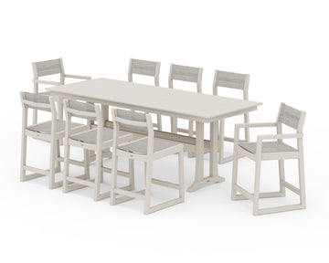 EDGE Sling 9-Piece Farmhouse Counter Set with Trestle Legs