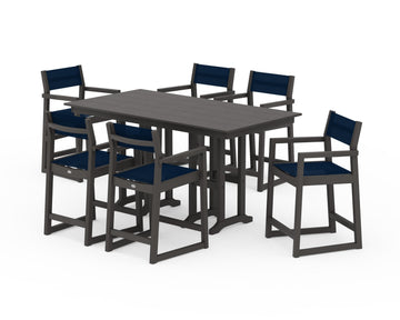 EDGE Sling Arm Chair 7-Piece Farmhouse Counter Set