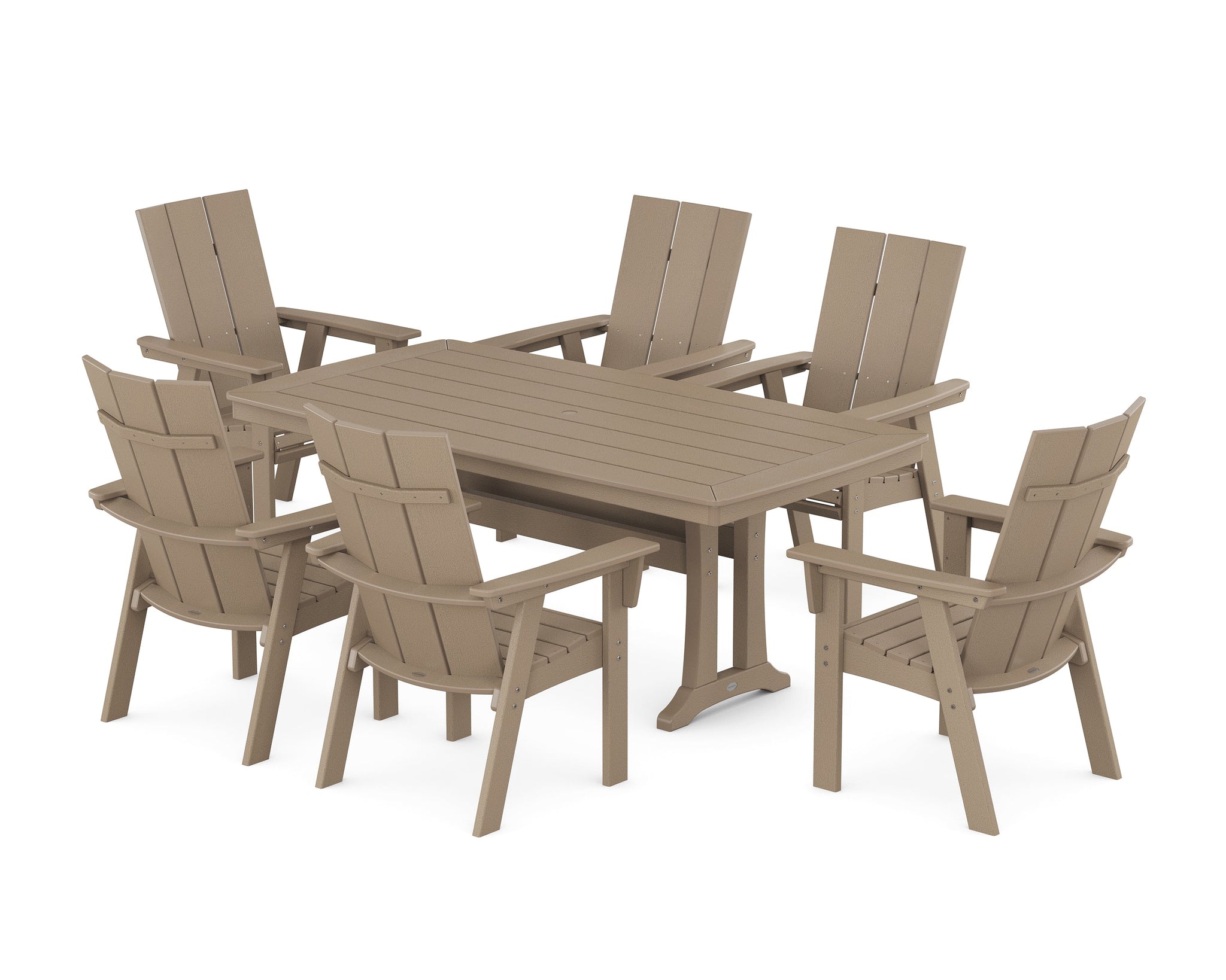 Modern Curveback Adirondack 7-Piece Dining Set with Trestle Legs