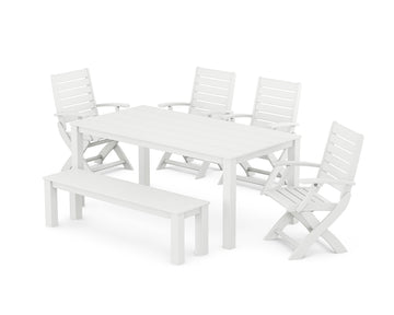 Signature Folding Chair 6-Piece Parsons Dining Set with Bench