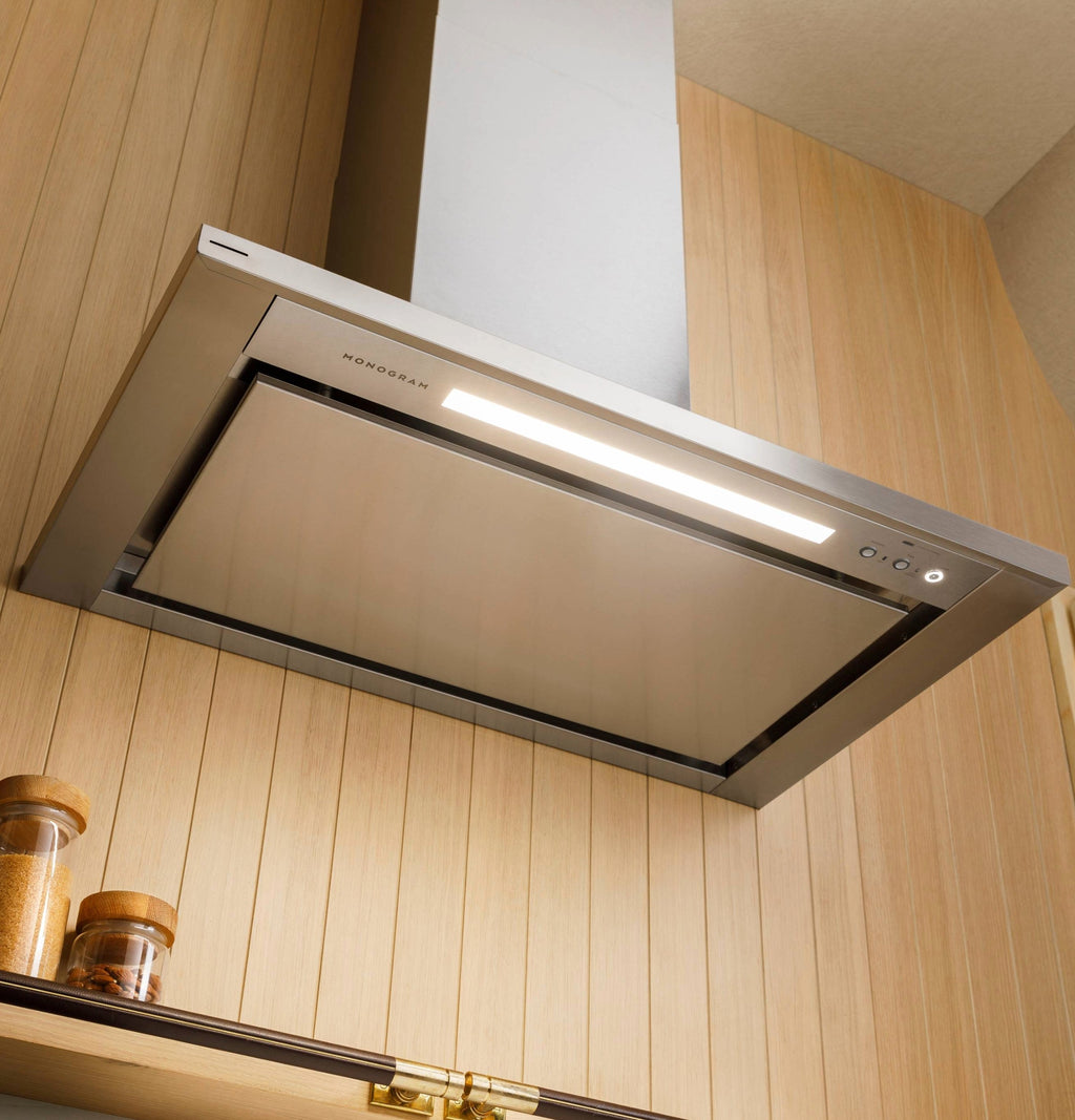 Monogram 48" Wall-Mounted Pyramid Chimney Vent Hood with Air Quality Sensors