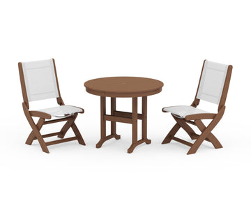 Coastal Folding Side Chair 3-Piece Round Dining Set