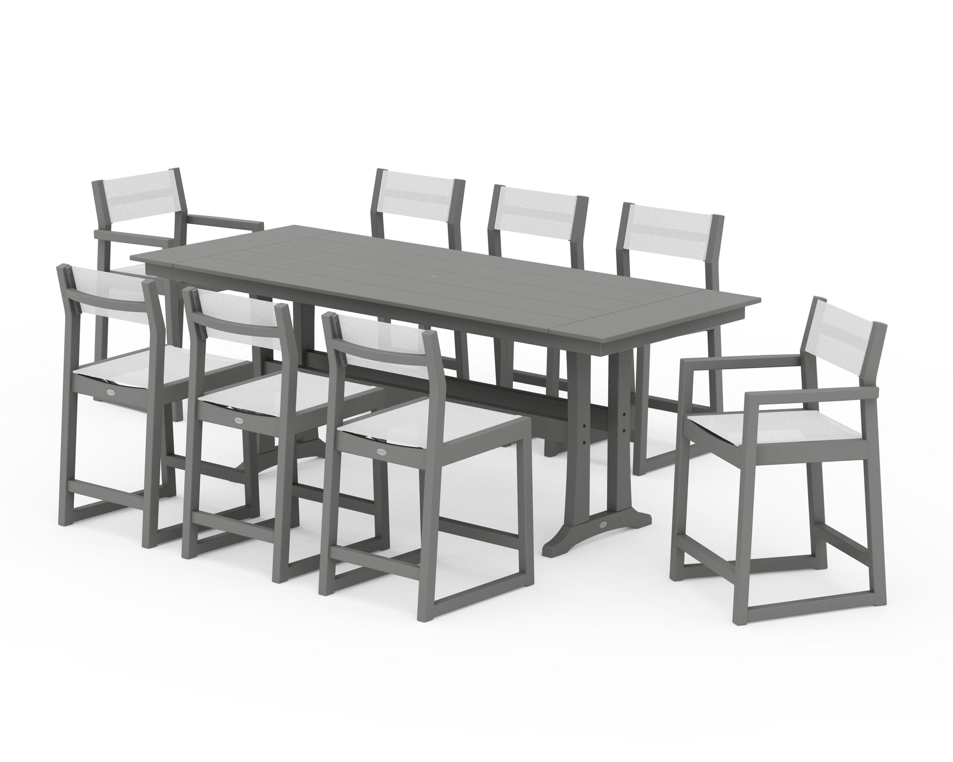 EDGE Sling 9-Piece Farmhouse Counter Set with Trestle Legs