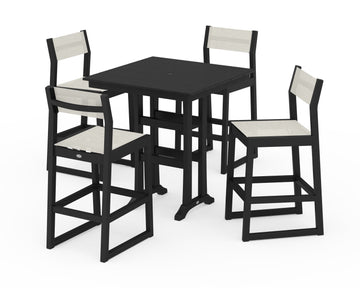 EDGE Sling Arm Chair 5-Piece Farmhouse Bar Set with Trestle Legs
