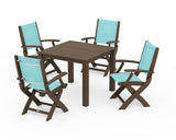 Coastal Folding Chair 5-Piece Parsons Dining Set