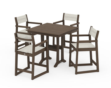 EDGE Sling Arm Chair 5-Piece Farmhouse Counter Set with Trestle Legs