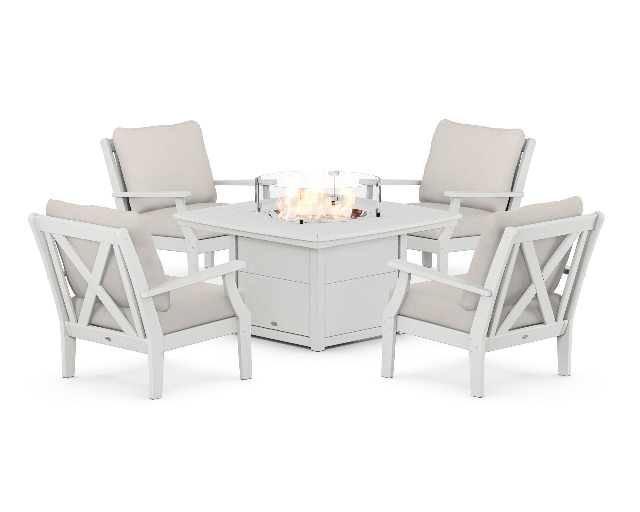 Braxton 5-Piece Deep Seating Conversation Set with Fire Pit Table